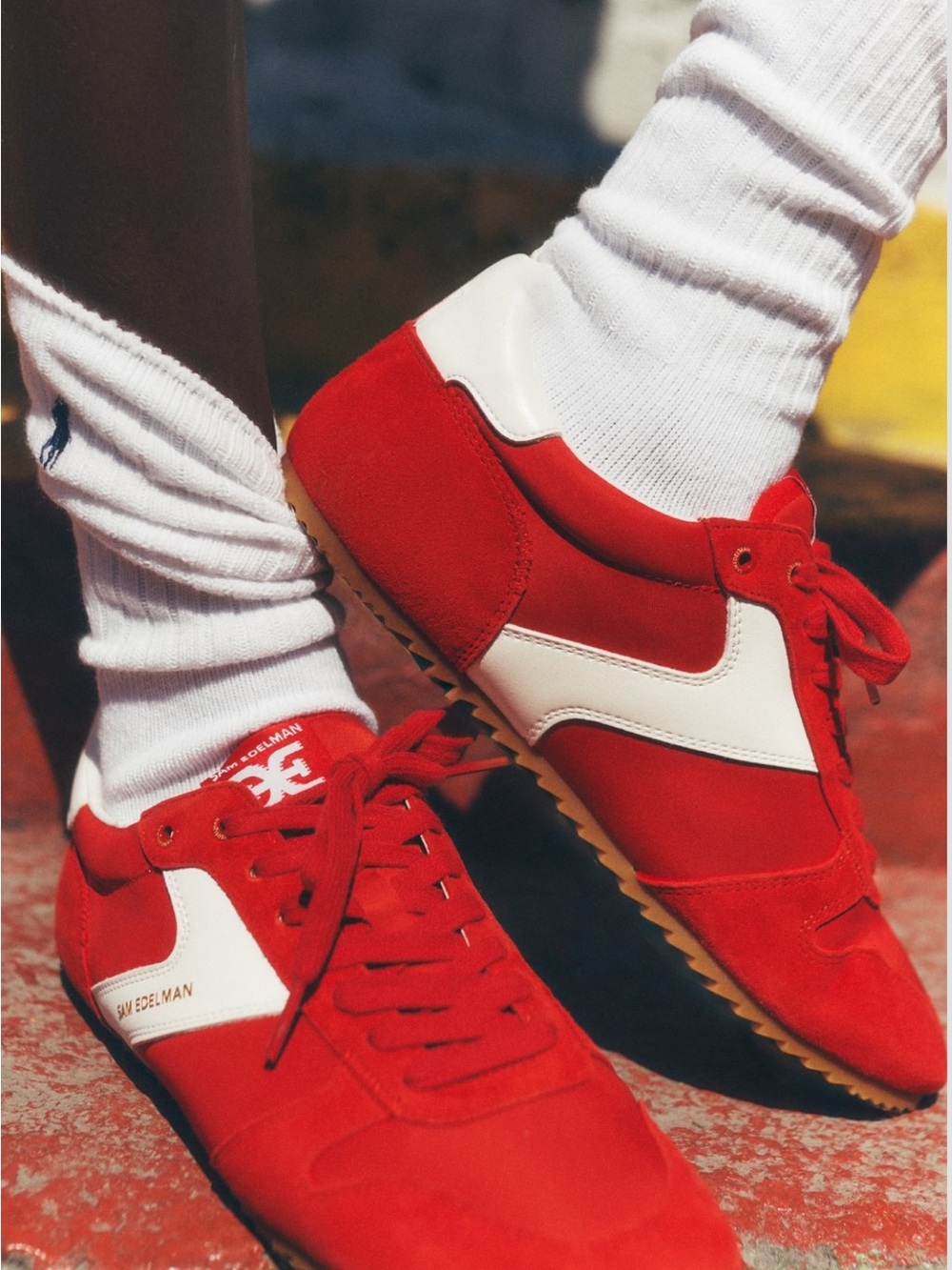 Sam Edelman Zaria Red and White Women's Sneakers